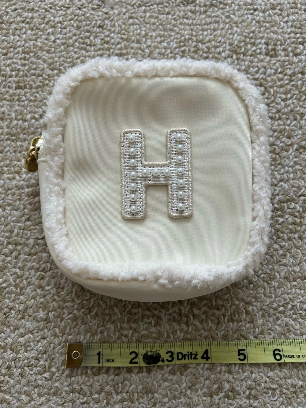 Stoney Clover Lane H Initial Sherpa Trim Mini Pouch